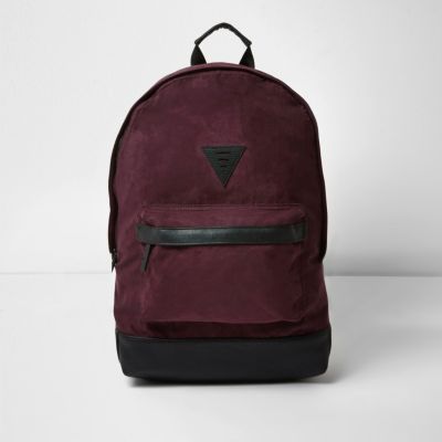 Red faux suede backpack